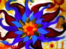 Painting by Masayo Koketsu（纐纈之雅代・纐纈雅代）Japanese alto saxophonist  abstract oil painting artwork アルトサックス奏者による油絵