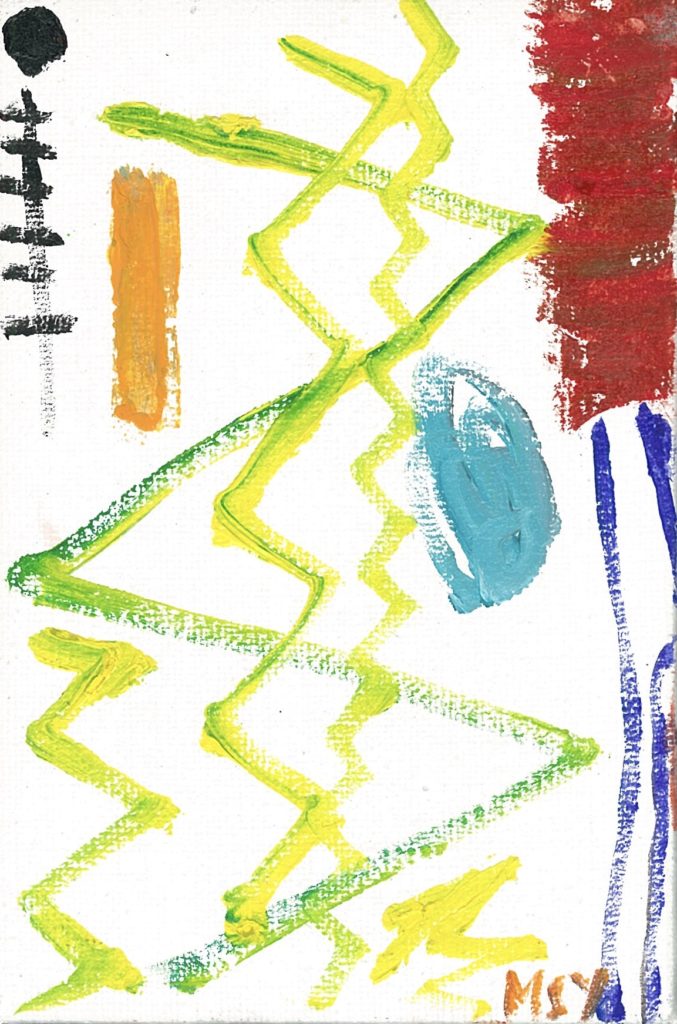 Painting by Masayo Koketsu（纐纈之雅代・纐纈雅代）Japanese alto saxophonist  abstract oil painting artwork アルトサックス奏者による油絵