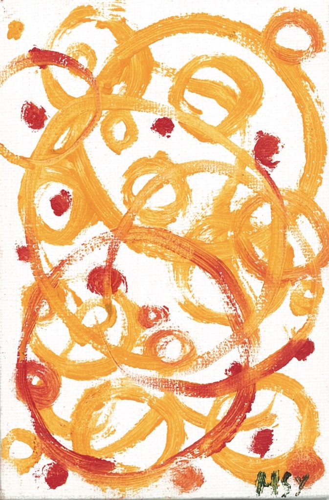 Painting by Masayo Koketsu（纐纈之雅代・纐纈雅代）Japanese alto saxophonist  abstract oil painting artwork アルトサックス奏者による油絵