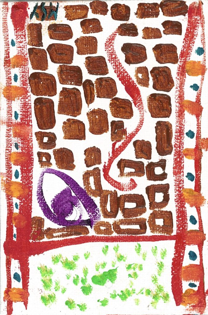 Painting by Masayo Koketsu（纐纈之雅代・纐纈雅代）Japanese alto saxophonist  abstract oil painting artwork アルトサックス奏者による油絵