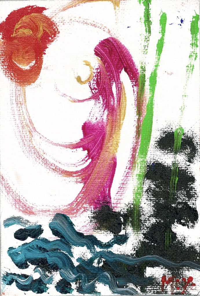 Painting by Masayo Koketsu（纐纈之雅代・纐纈雅代）Japanese alto saxophonist  abstract oil painting artwork アルトサックス奏者による油絵