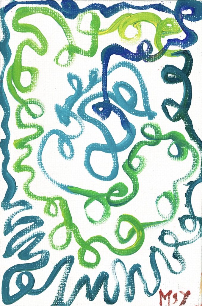 Painting by Masayo Koketsu（纐纈之雅代・纐纈雅代）Japanese alto saxophonist  abstract oil painting artwork アルトサックス奏者による油絵