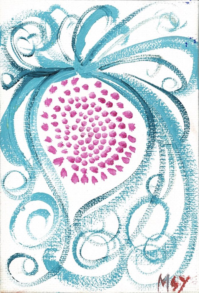 Painting by Masayo Koketsu（纐纈之雅代・纐纈雅代）Japanese alto saxophonist  abstract oil painting artwork アルトサックス奏者による油絵